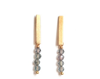 Earrings spinels gemstones and 18ct brushed yellow gold