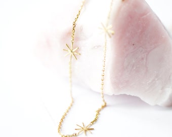 18k Rose Gold Star Necklace – Delicate Gold Choker, Handmade