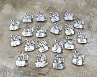 Pewter CoolerIce Box Charms 3 Set of Three 5185