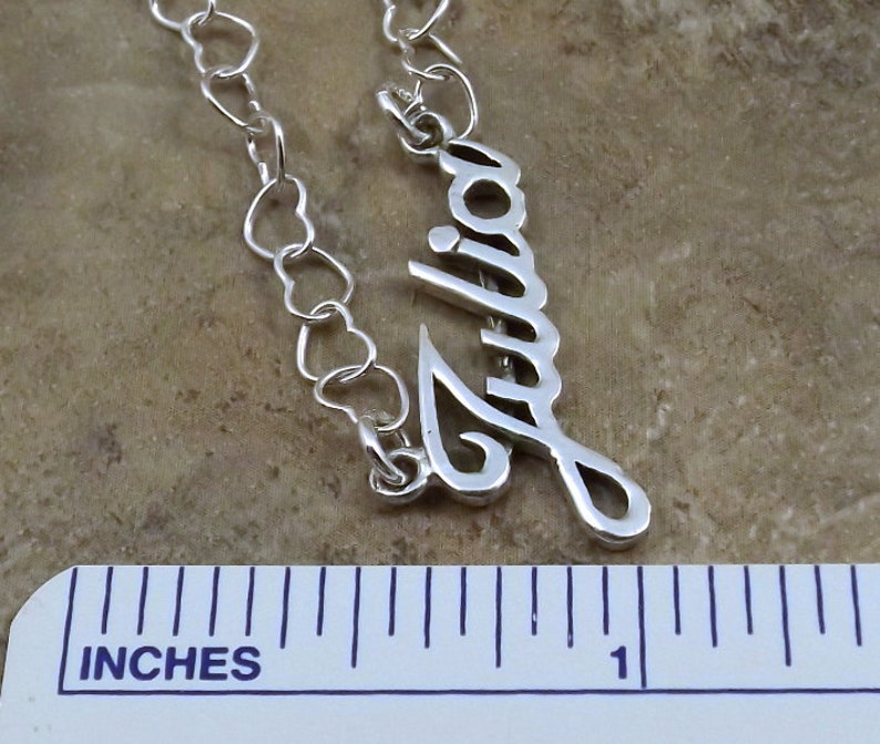 Sterling Silver Name Necklace Julia on Sterling Silver Heart Etsy