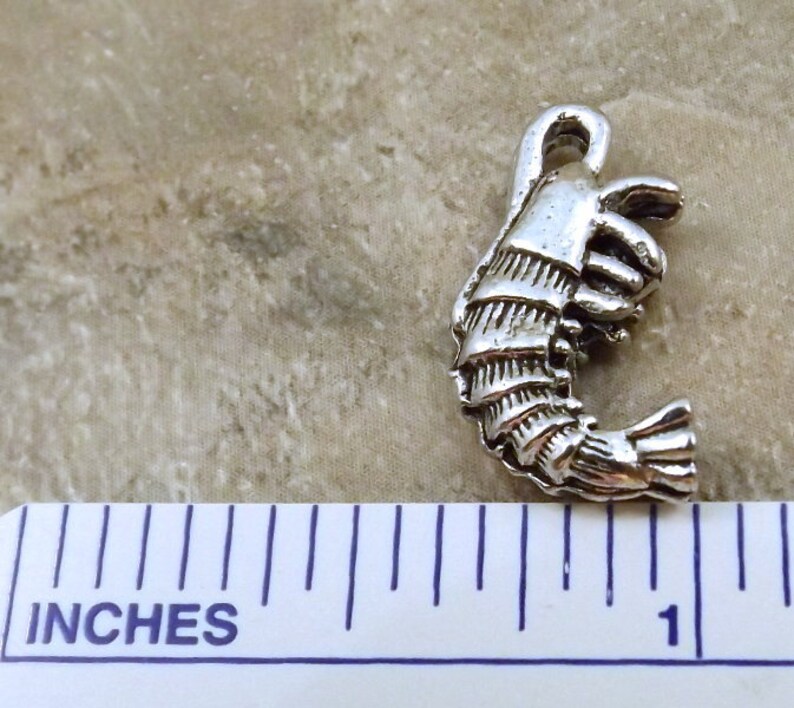 10 Pewter Shrimp Charms 5534 Set of Ten