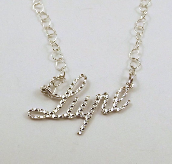 Sterling Silver Diamond Cut Name 