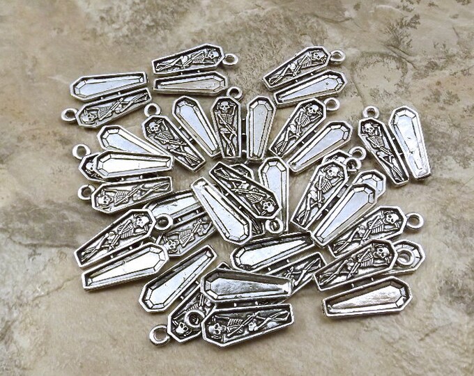 Set of Twenty 20 Pewter Skeleton in a Coffin Charms 5224 - Etsy