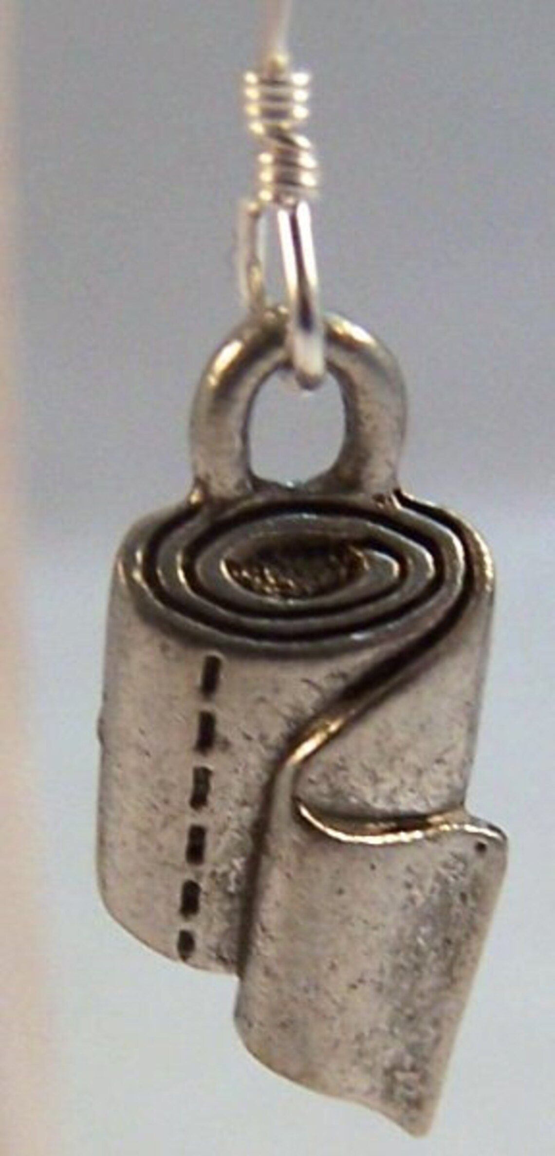 Pewter Toilet and Toilet Paper Charms on Sterling Silver Ear Etsy