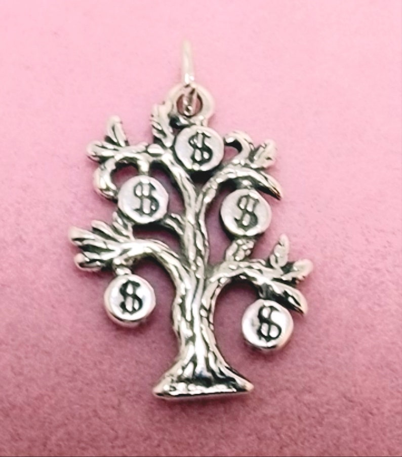 Sterling Silver Money Tree Charms on Sterling Silver Ear Wire | Etsy