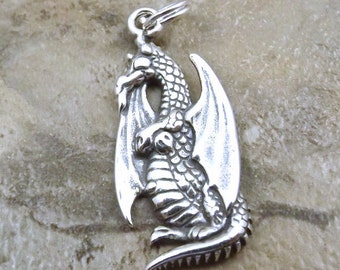 10pcs antique silver color 36x32mm metal Chinese dragon pendant charm handmade jewelry making DIY finding earring necklace drop BM116