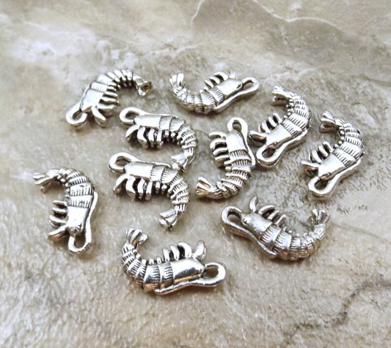 10 Pewter Shrimp Charms 5534 Set of Ten