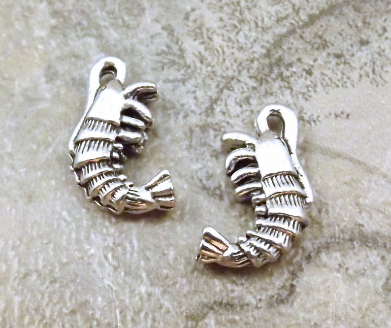 10 Pewter Shrimp Charms 5534 Set of Ten