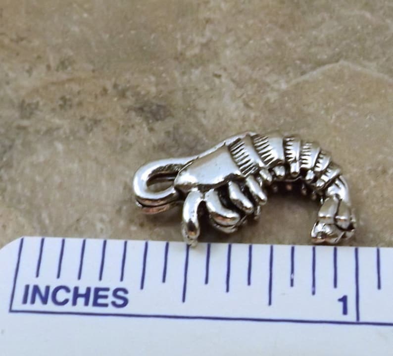 10 Pewter Shrimp Charms 5534 Set of Ten