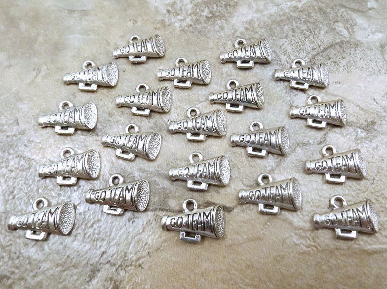 20 Pewter Cheerleader Megaphone Charms 5454