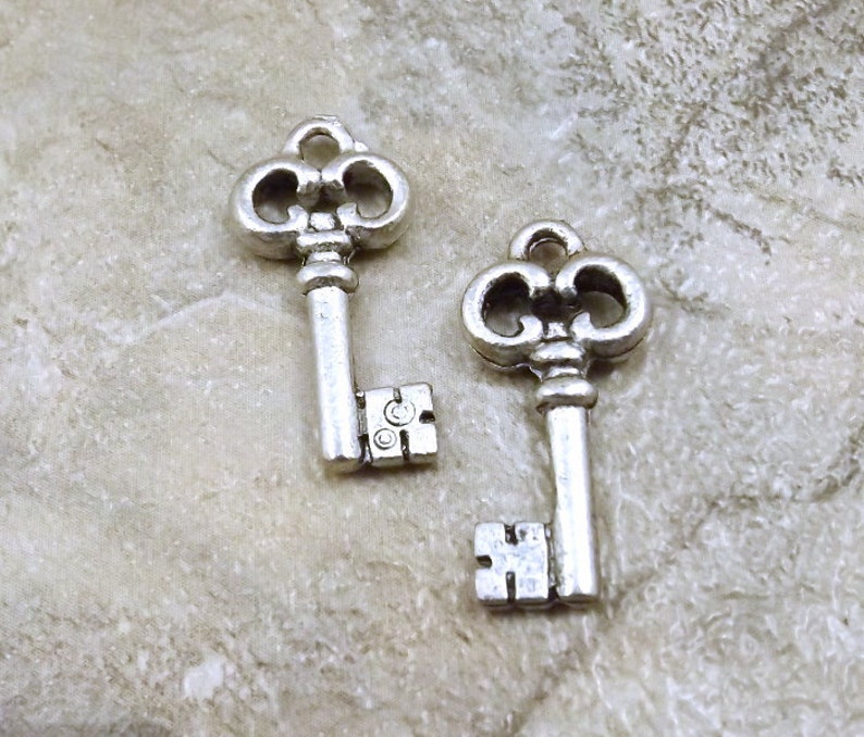 0163 20 Set of Twenty Pewter Skeleton Key Charms