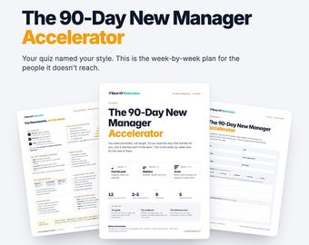 90-Day New Manager Accelerator | Fillable Workbook, Scripts, Reference Card (PDF)