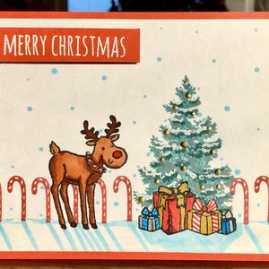 Renos en el Taller de Santa - Tarjeta de Navidad