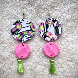 Polymer Clay Earrings - Happy Scrappy Summer (Style: Suzy) - Nickel-free, Hypoallergenic