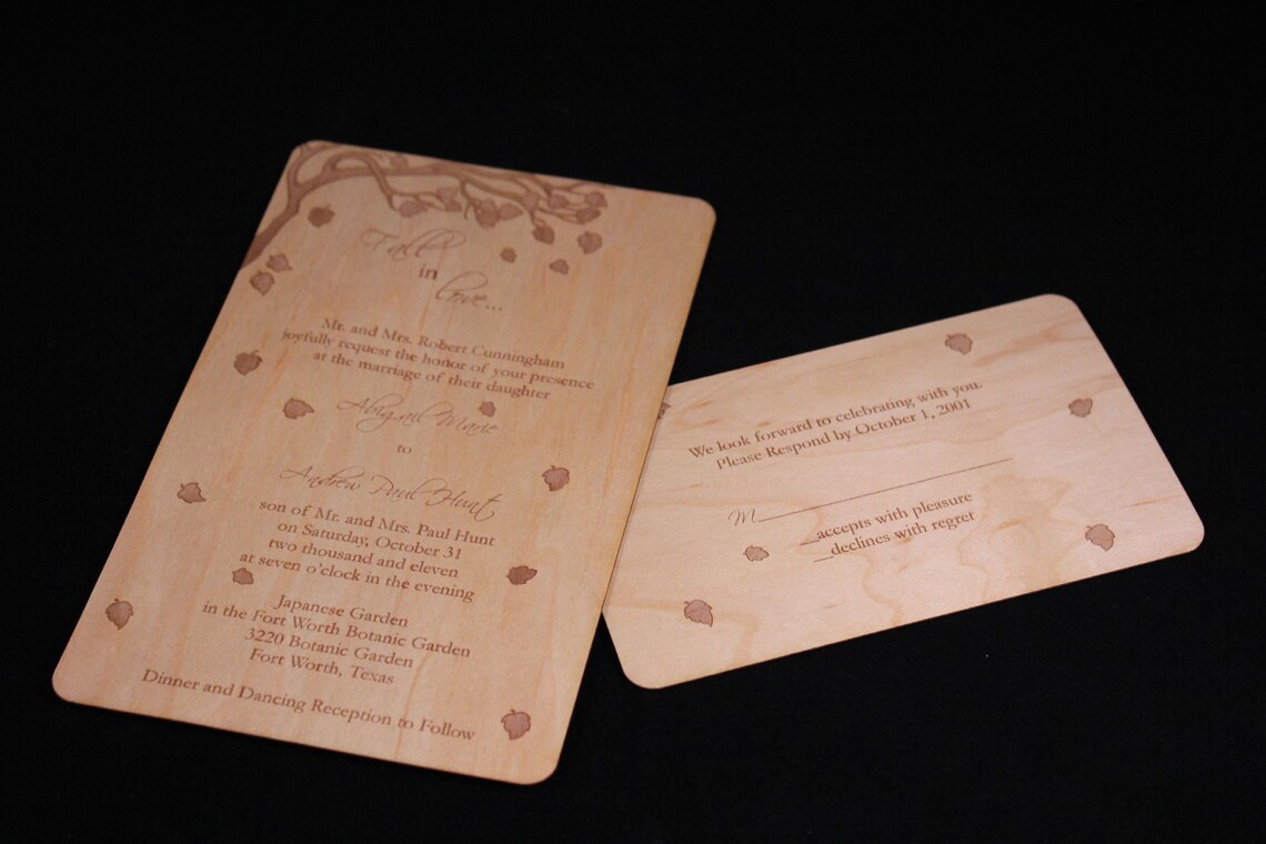 Custom Wooden Invitations | Etsy