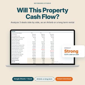 Rental Property Calculator, Airbnb Investment Analysis Spreadsheet, Cash Flow & Cap Rate