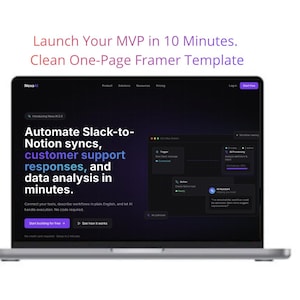 Fast MVP Framer Template | One Page Website Link | Indie Hacker Landing Page | Clean Responsive Startup UI