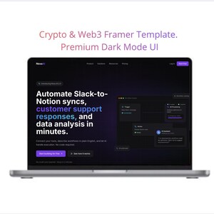 Crypto Web3 Framer Template | Blockchain Startup Landing Page | Responsive DeFi FinTech Dark UI Layout