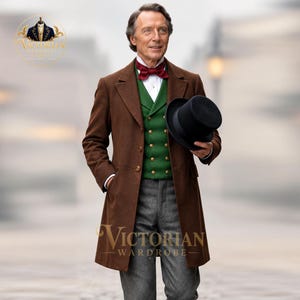 Cappotto vittoriano da uomo marrone / Cappotto in lana stile Regency steampunk del XIX secolo / Costume da matrimonio/teatro