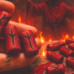 24ct Blood Runes Finger Bone Casting Set, Blood Mage Futhark Runes - Dungeons and Dragon Themed - John Byerly