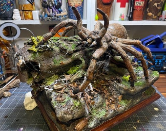 Goliath Birdeater Tarantula Spider Sculpture Diorama, Real Scale