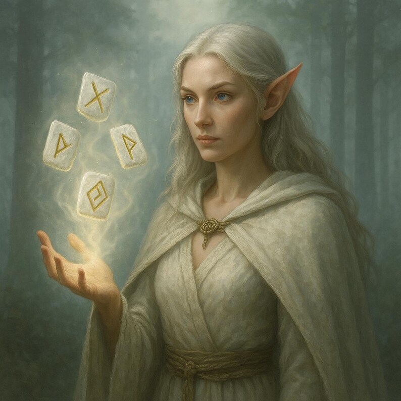 24ct Purity Elf Claric Finger Bone Casting Rune Set, Angelic Mage ...