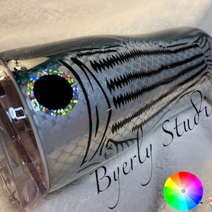 Striped Bass Fishing Lure Tumbler, Silver