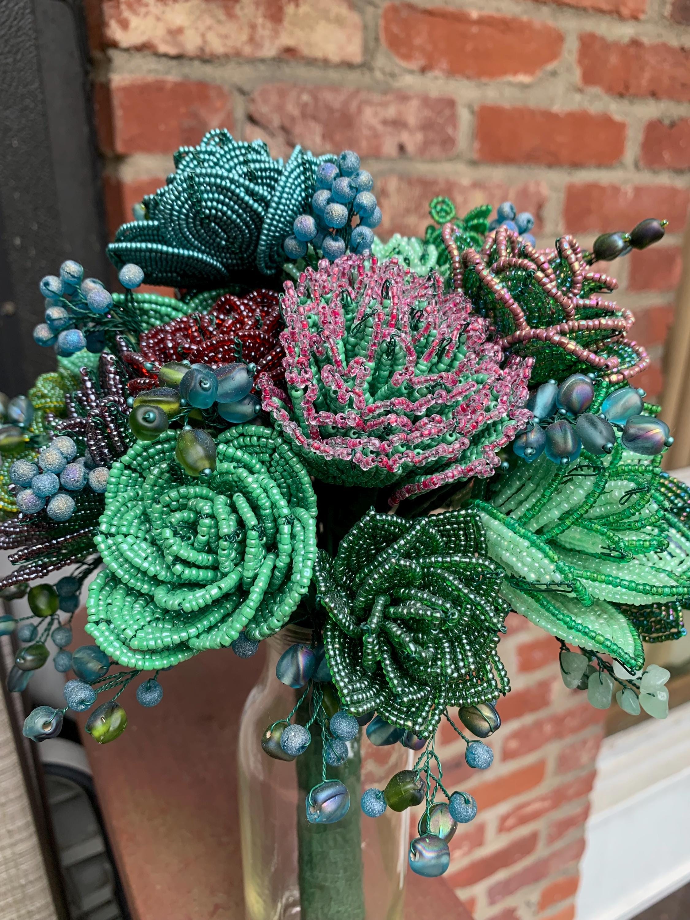 French Beaded Succulent Bouquet - Etsy