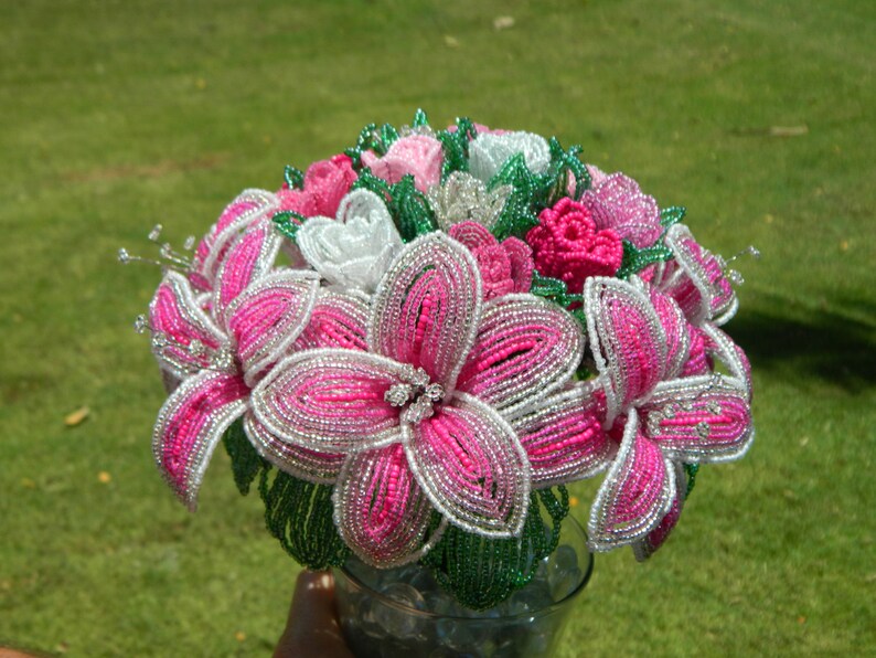 Custom Made to Order French Beaded Flower Bridal Bouquets Prices Vary