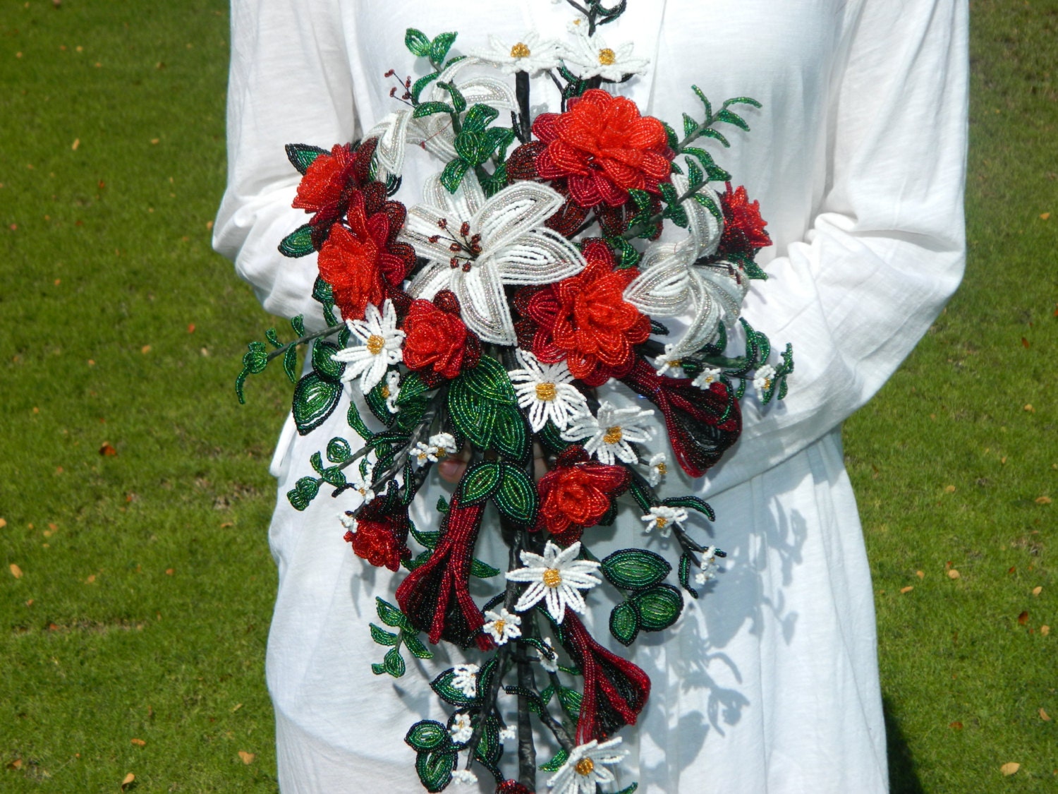 Custom Made to Order French Beaded Flower Bridal Bouquets Prices Vary