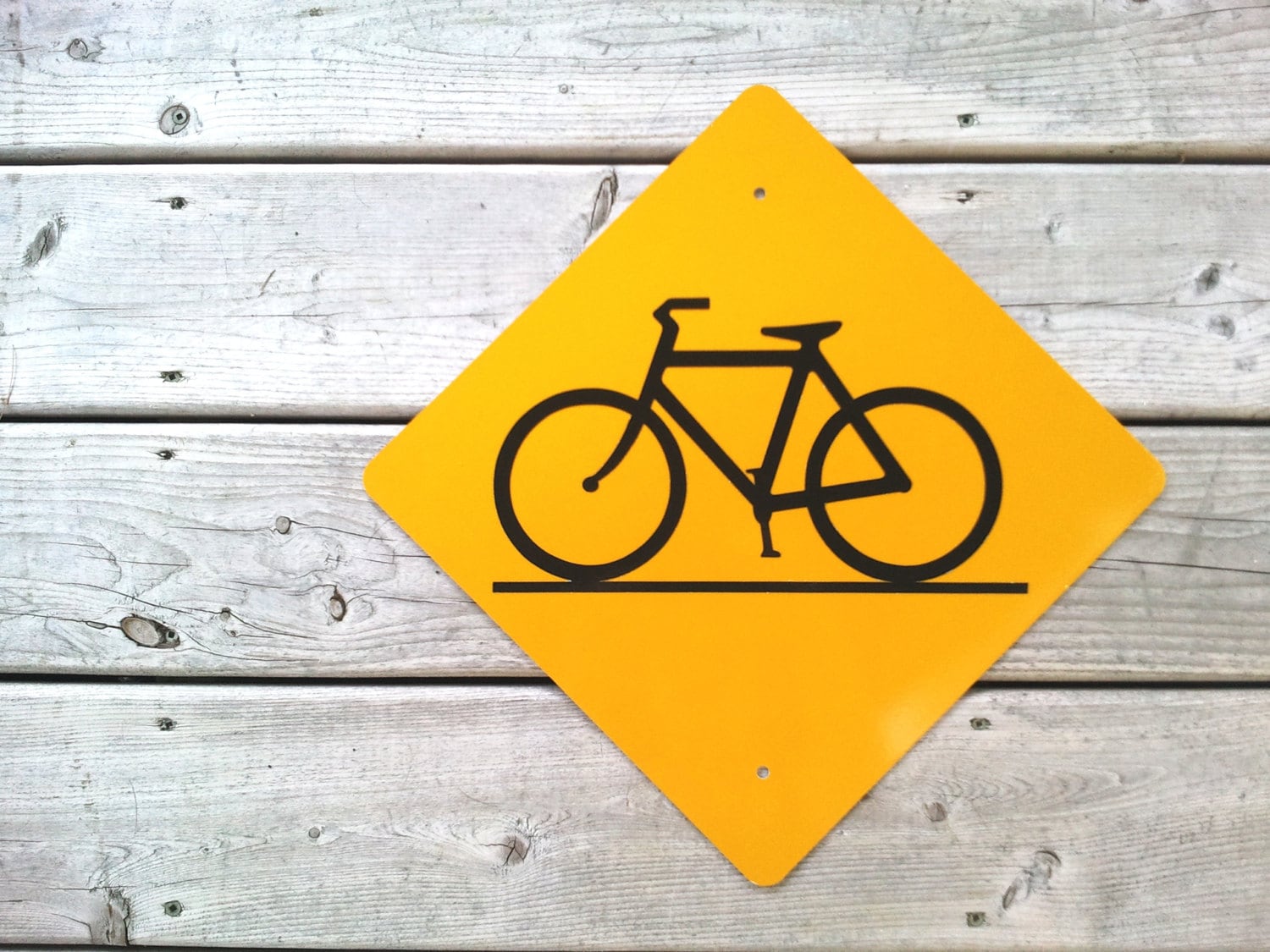 Bike sign metal road / trail sign bike crossing sign yellow Etsy