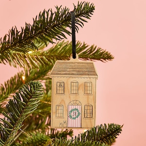 Personalised New Home Christmas Bauble | Wooden House Tree Decoration | First Christmas in New Home Gift | Festive Housewarming Gift