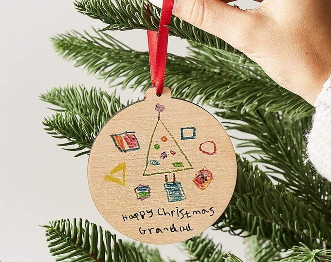 Personalised Child's Drawing Christmas Bauble | Personalized Kid's Artwork Keepsake Decoration for Tree | Christmas Gift from Children