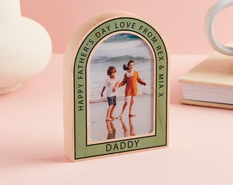 Personalised Arch Photo Block | Colourful Stylish Wooden Photo Display with Personalized Message | Mother’s Day / Father’s Day Photo Gift