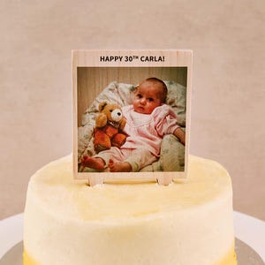 Personalised Cake Topper with Photo for Birthday Parties / Photo Cake Topper Wooden / UK Handmade Birthday Cake Name Sign / Baby Photos
