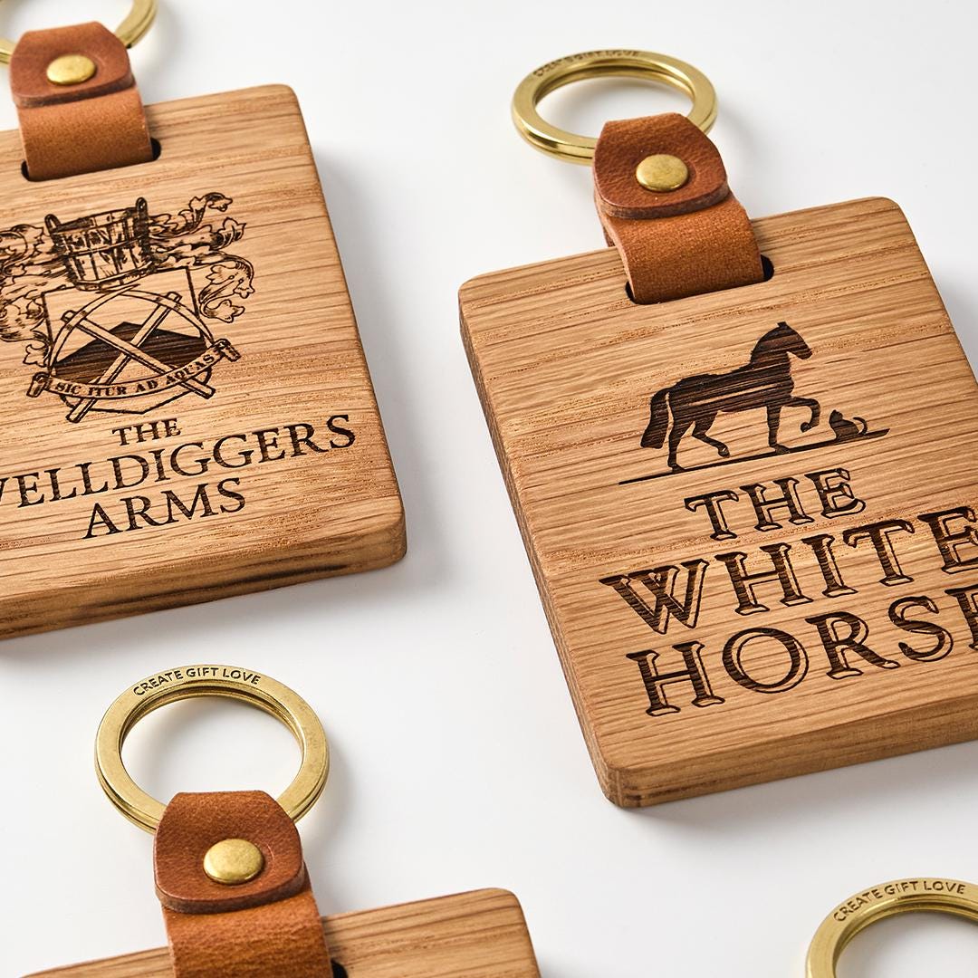 Personalised Wooden Logo Keyring for Corporate Gifting - Etsy