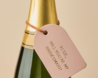 Personalised Leather Wine Bottle Label – Bridesmaid Proposal Tag