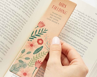 Personalised Teacher Bookmark Floral Print | End of Term Thank You Christmas Gift for Teachers + Assistants | Personalized Teaching Present