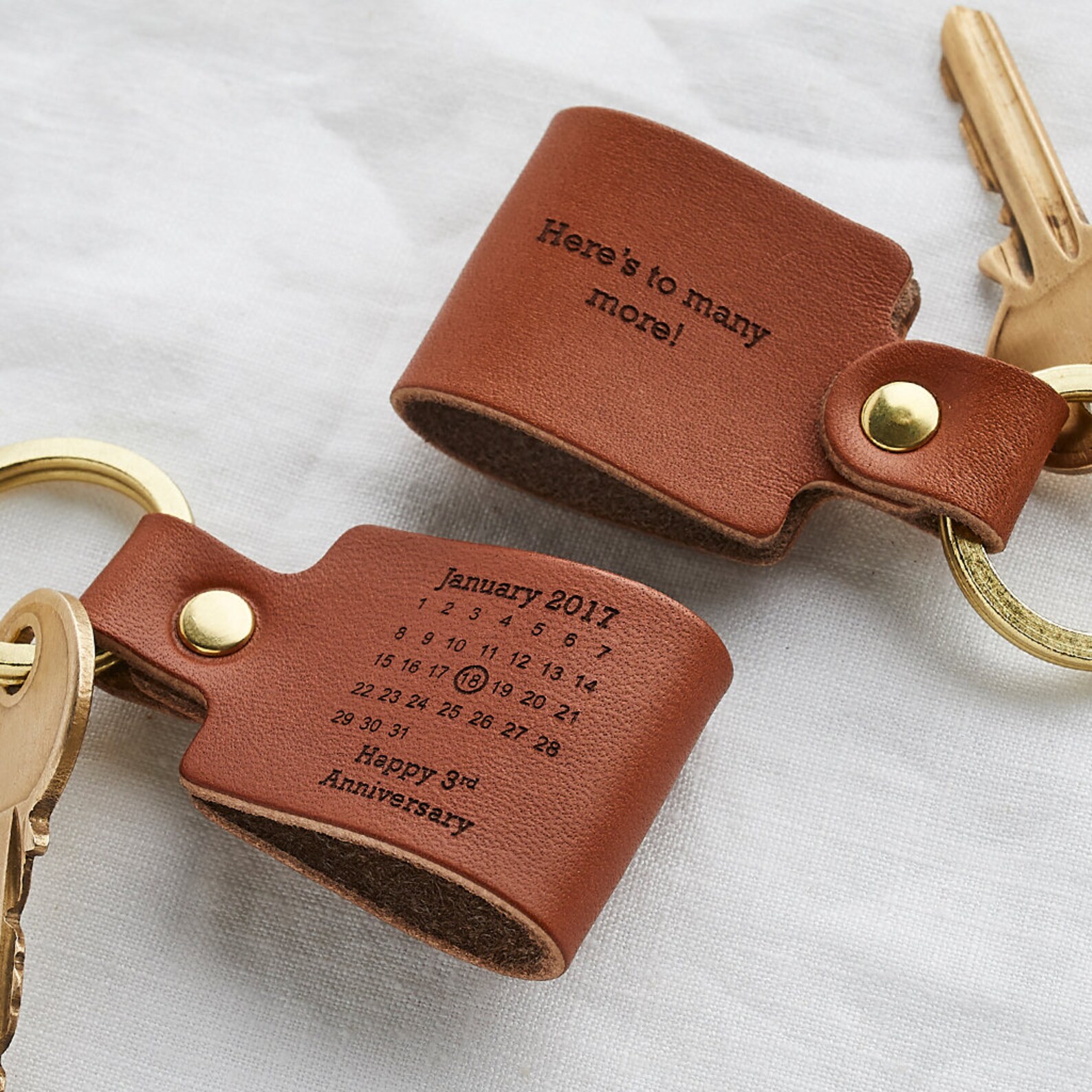 Personalised Calendar Date Keychain Natural Leather Engraved Etsy