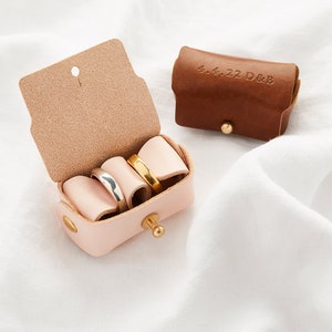 Personalised Leather Wedding Ring Pouch Alternative Wedding Ring Box for Ceremony Personalised Wedding Ring Holder for Ring Bearer image 3