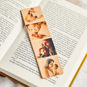 Personalised Photo Strip Leather Bookmark / Gift for Book Lovers / Personal Bookish Gift / Birthday, Mother's Day Gift for Mum image 1