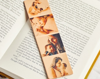 Personalised Photo Strip Leather Bookmark / Gift for Book Lovers / Personal Bookish Gift / Birthday, Mother's Day Gift for Mum