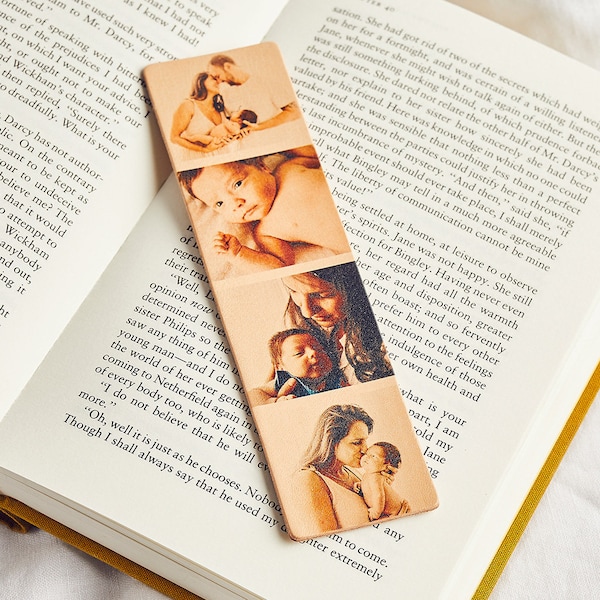 Personalised Photo Strip Leather Bookmark / Gift for Book Lovers / Personal Bookish Gift / Birthday, Mother's Day Gift for Mum