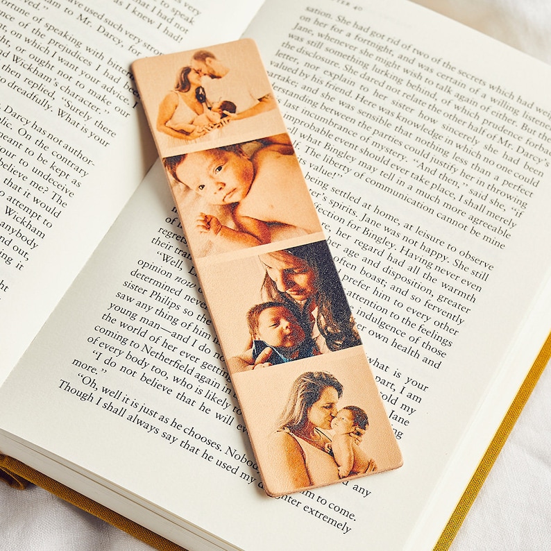 Personalised Photo Strip Leather Bookmark / Gift for Book Lovers / Personal Bookish Gift / Birthday, Mother's Day Gift for Mum image 1