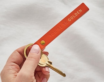 You're So Golden Keychain - Personalised Leather Keyring Gift for Harry Styles Fan