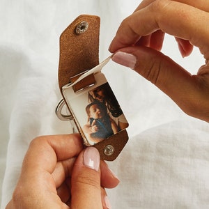 Personalised Multi-Photo Leather Keyring Four Photo Leather Keychain Personalized Gift Mother's Day Photo Keyring Gift Family Photos image 4