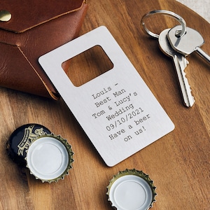 Personalised Wallet Bottle Opener. Personalized Metal Bottle Opener Wedding Party Gift for Groomsmen, Best Man Valentine's Gift for Him image 2