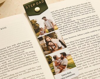 Marcador de página personalizado com foto para padrasto - Presente personalizado para o Dia dos Pais