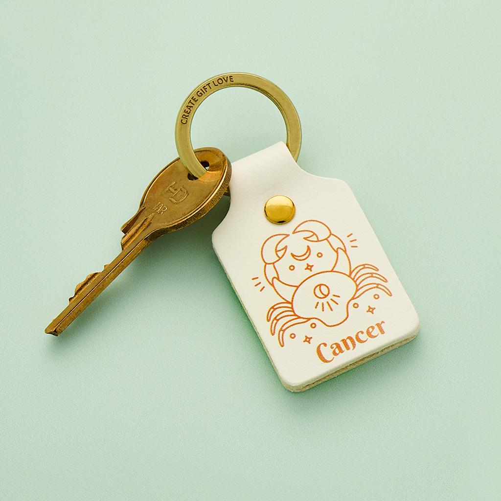 Portachiavi In Pelle Con Segno Zodiacale - Handmade In Germania, Regalo Elegante Per Unisex - Foto 4