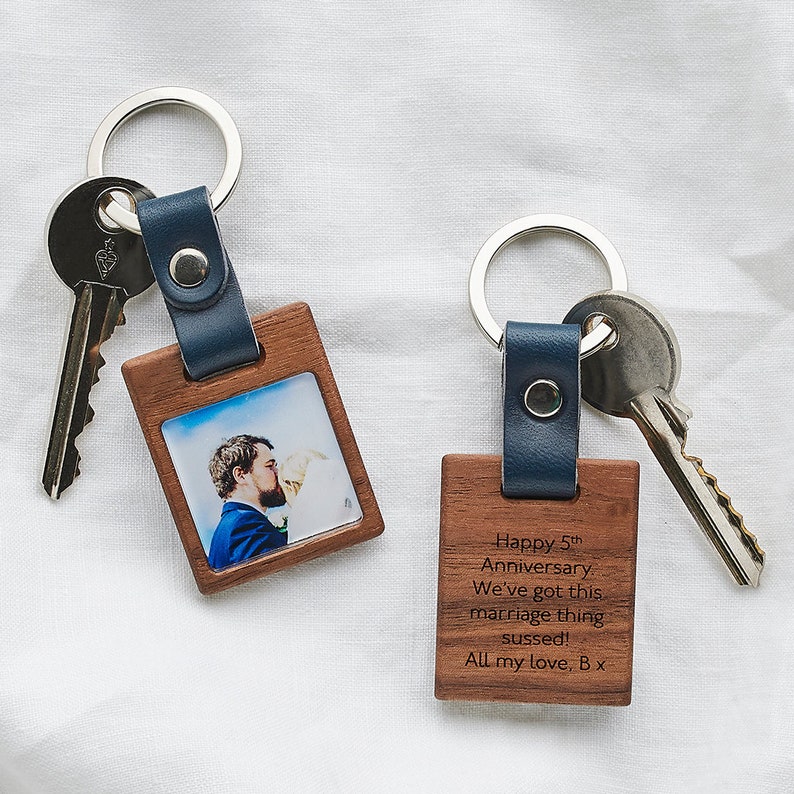 Personalisiertes Leder Schlüsselanhänger Mit Foto - Individuelles Geschenk Für Männer